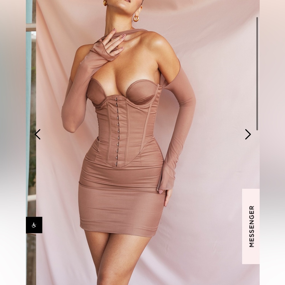 House of CB Mayara - MOCHA STRUCTURED CORSET MINI DRESS